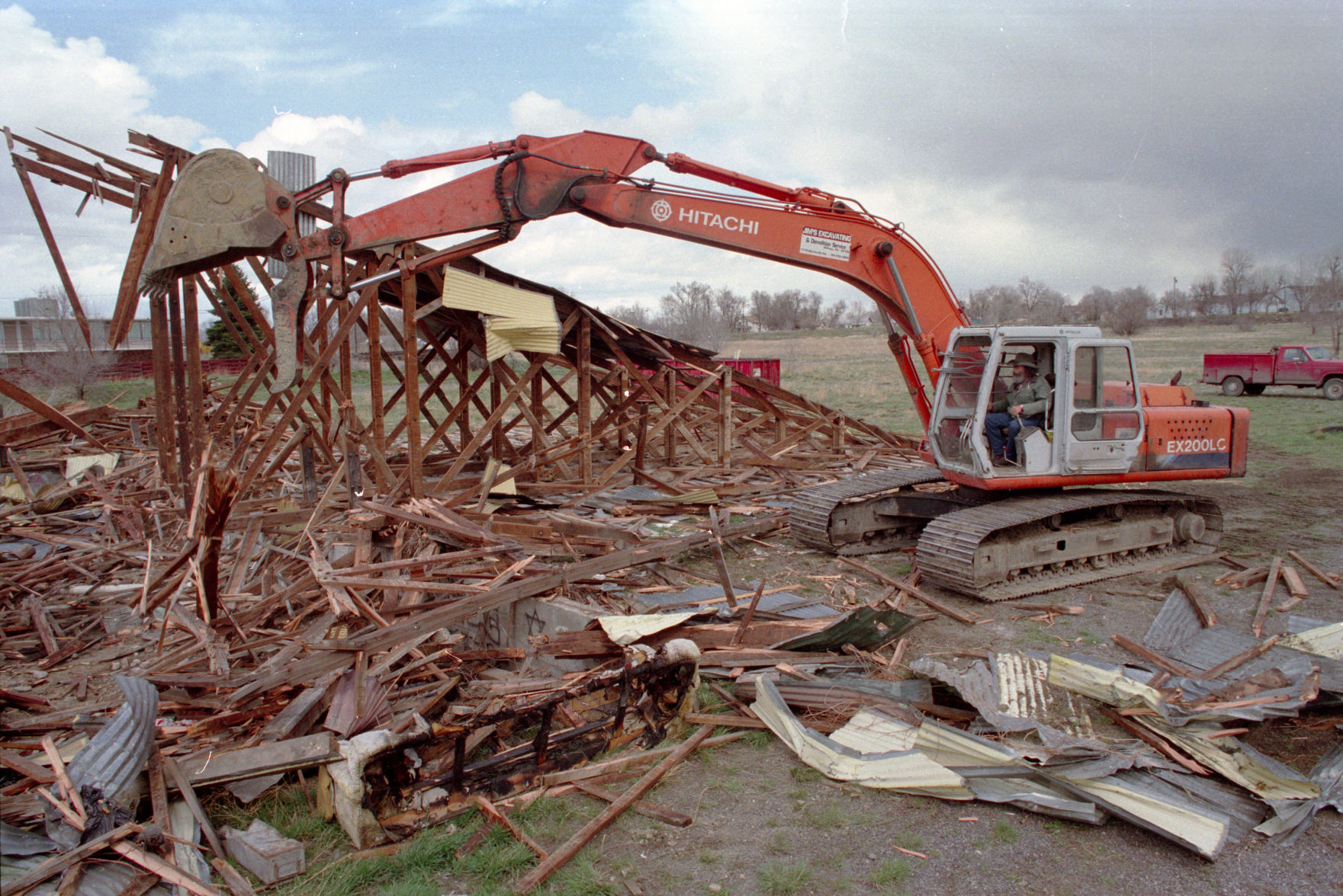 Big Sky Drive-In demolition, April 9, 1998
